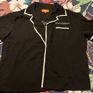 Negative Space button down embroidered short sleeved shirt